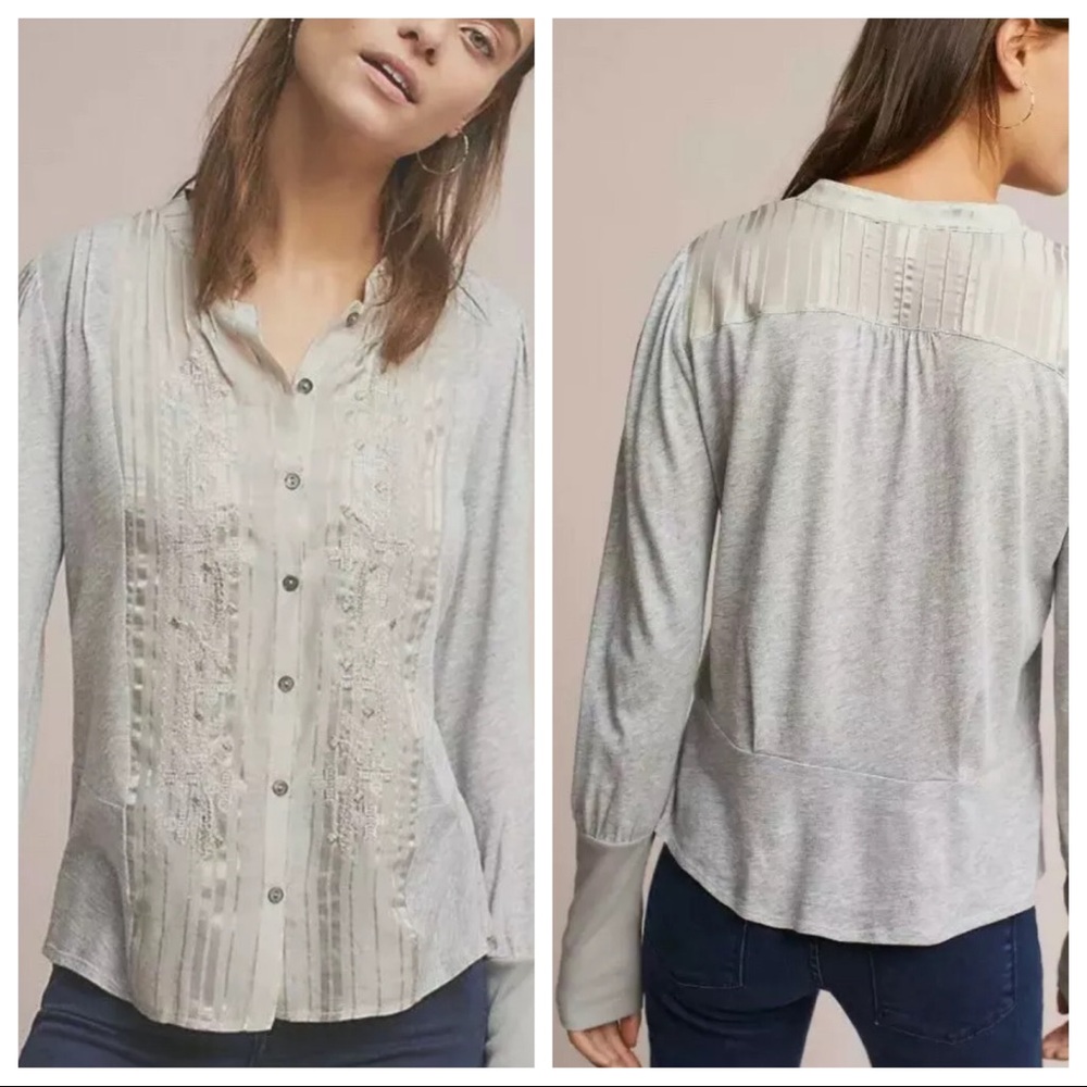 Anthropologie Tiny Mixed Media Embroidered Top